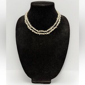 36-inch Fresh Water Pearl & Quartz Chip Necklace with Sterling Clasp #5455